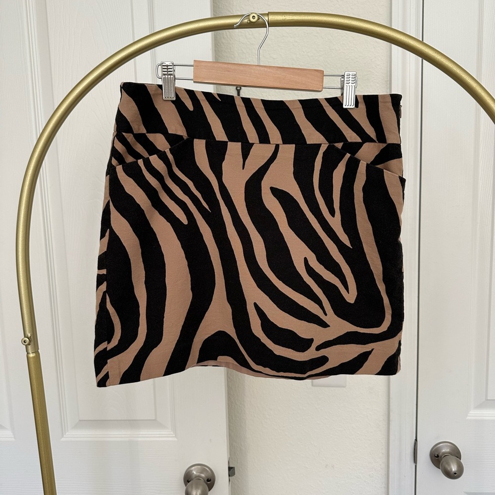 LOFT Black and Brown Zebra Mini Skirt